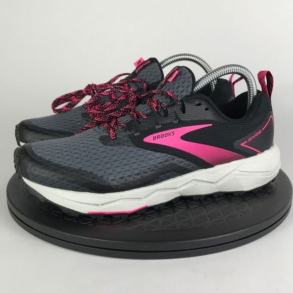 Brooks Shoes - Brooks Divide 8 Black/Pink Trail Running Shoes 1203421B069 Women's Size 7.5